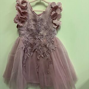 Elegant Pink Kids Dress with Floral Details